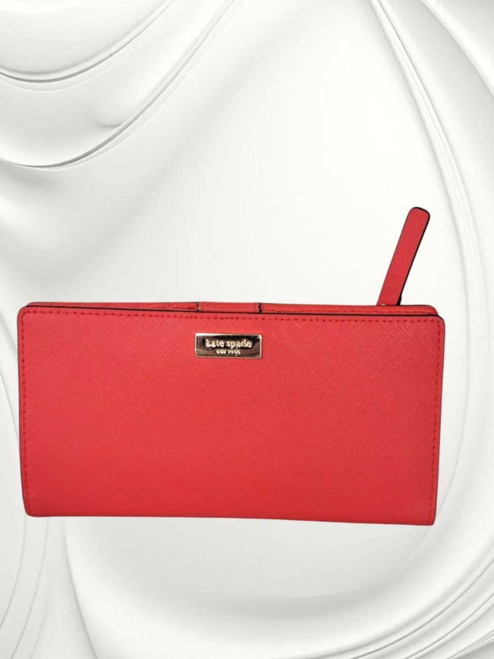Kate Spade New York Staci Saffiano Leather Large Slim Bifold Wallet Gazpacho Red